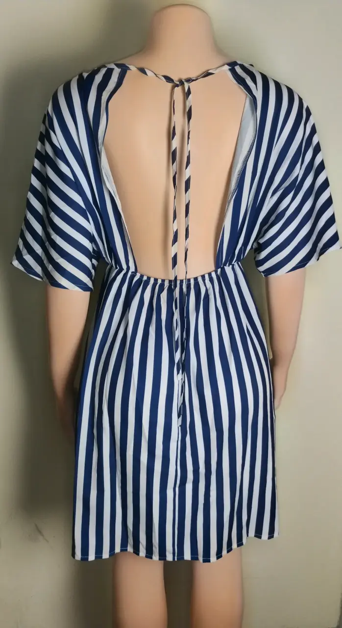 Vestido rayado azul y blanco - 2