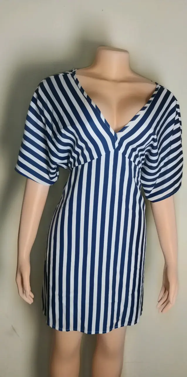 Vestido rayado azul y blanco - 4