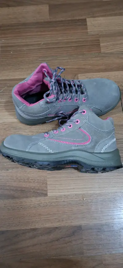 Botines de seguridad  gris y rosa - miniatura 1
