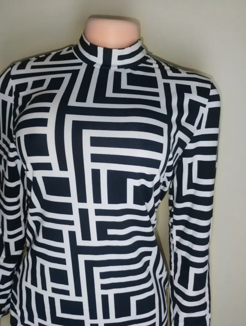 Vestido estampada blanco y negro - 1