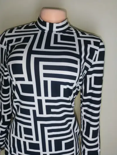 Vestido estampada blanco y negro - miniatura 1