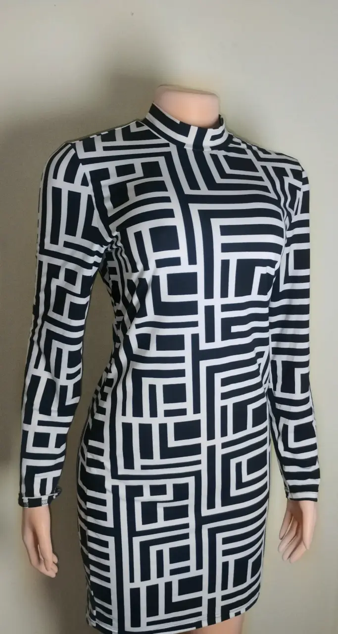 Vestido estampada blanco y negro - 2