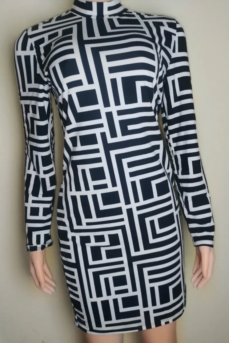 Vestido estampada blanco y negro - 3