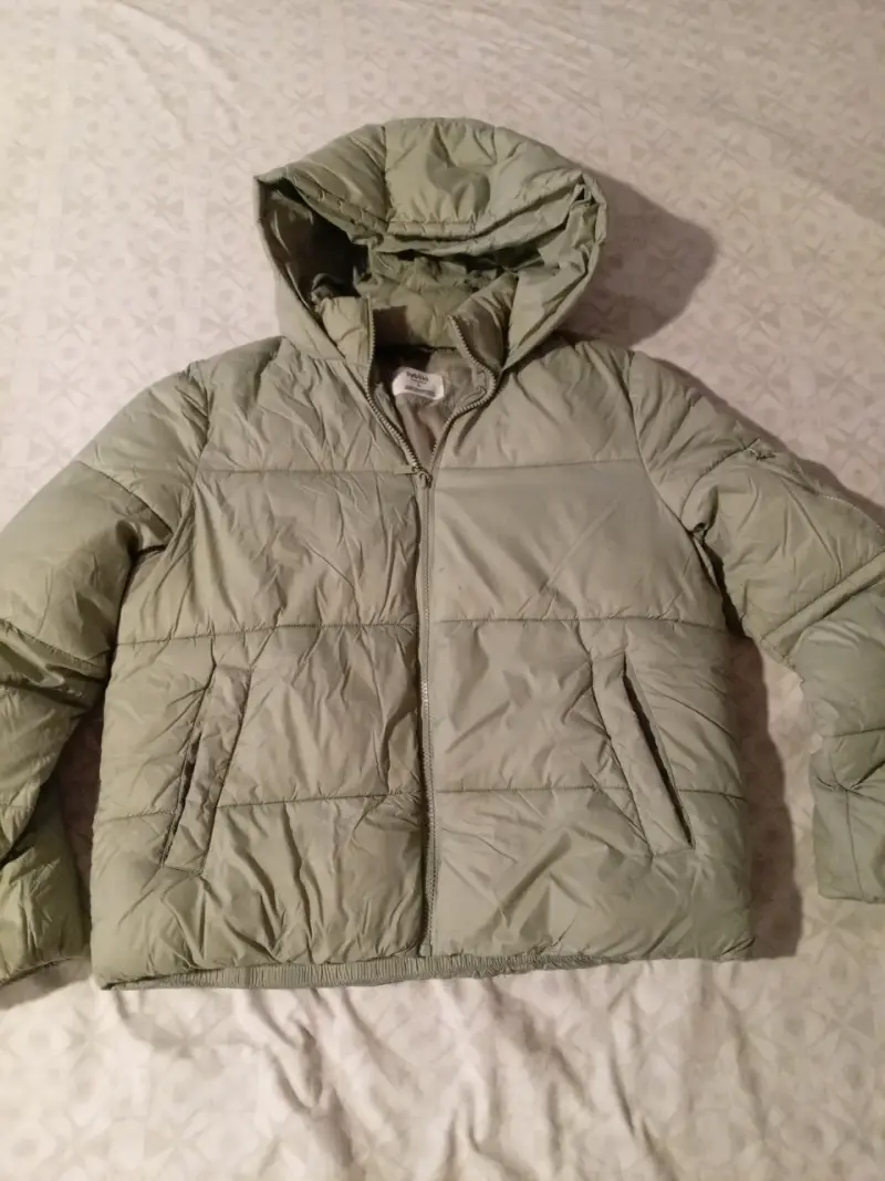 Parka Chaqueta verde oliva con capucha acolchada - 1