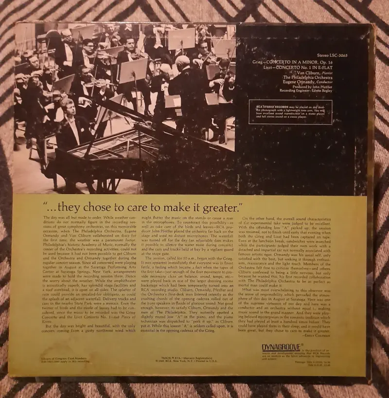 Disco vinilo Van Cliburn y Ormandy - 2