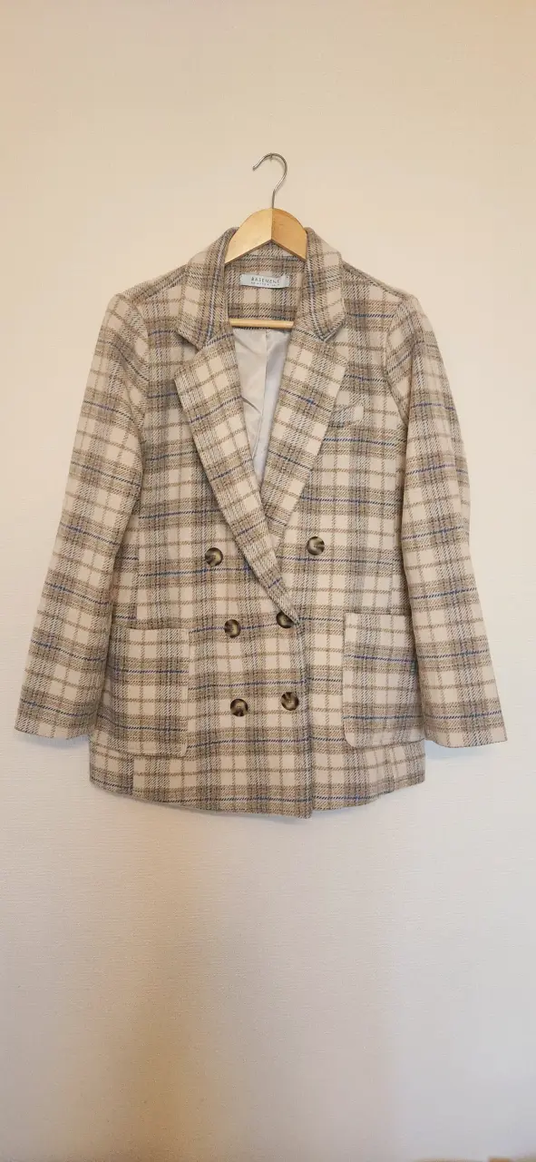 Blazer cuadros beige - 1