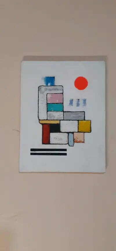 Cuadro abstracto sobre tela original 26.5 x 20 cm - miniatura 1