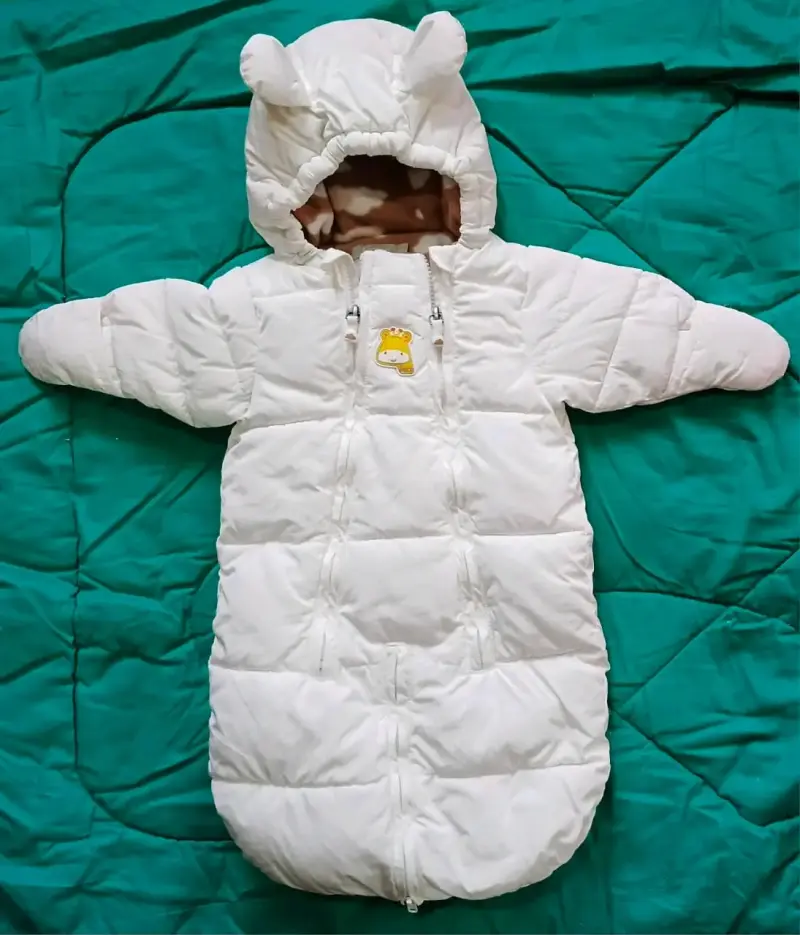 Saco de dormir bebé blanco con capucha 0-3 meses - 1