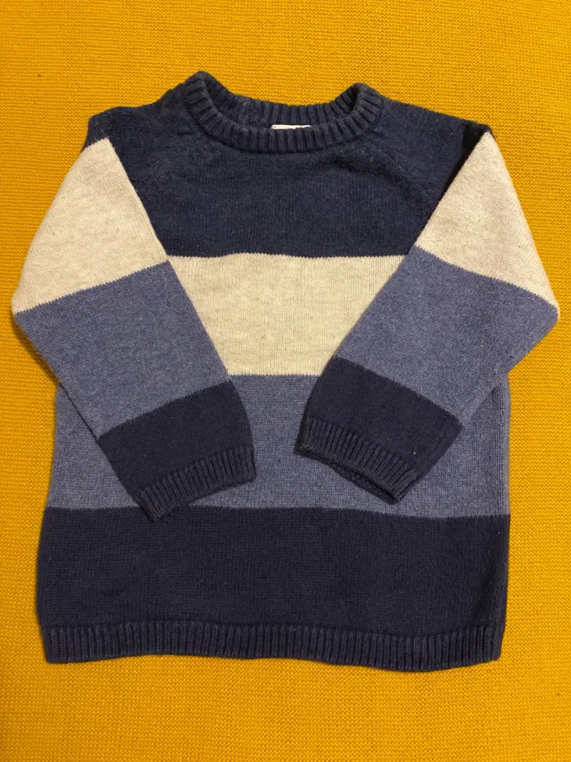 Suéter infantil rayado azul talla 4-6 meses - 1