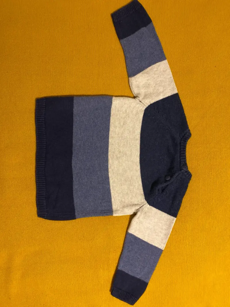 Suéter infantil rayado azul talla 4-6 meses - 3