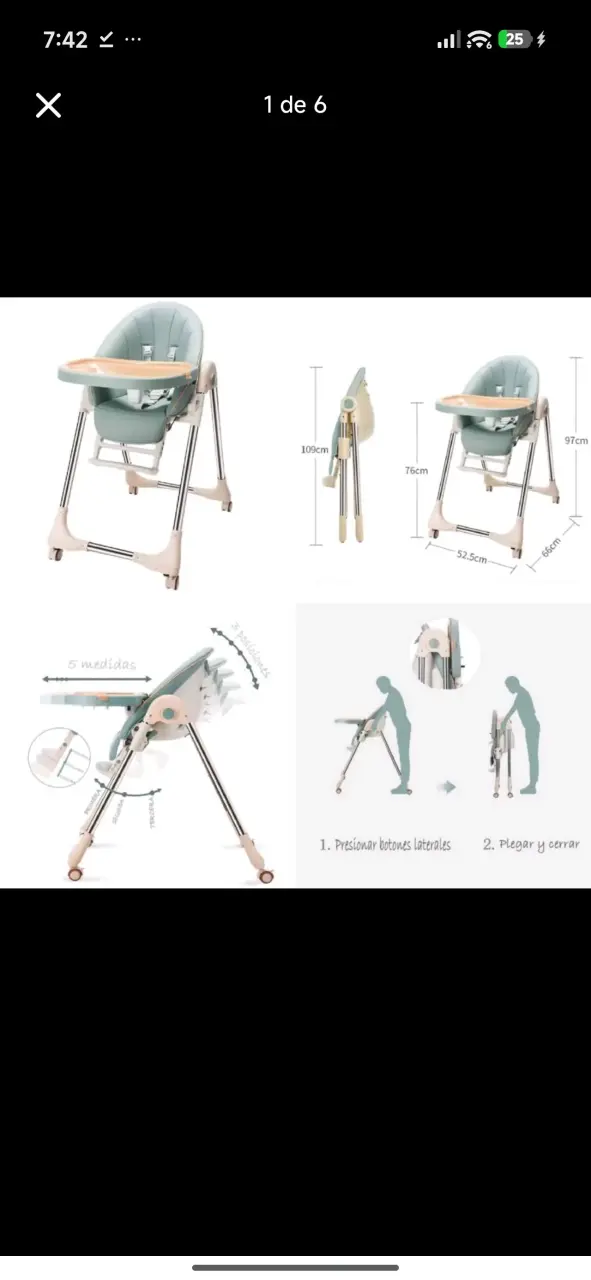 Silla de comer plegable verde - 2