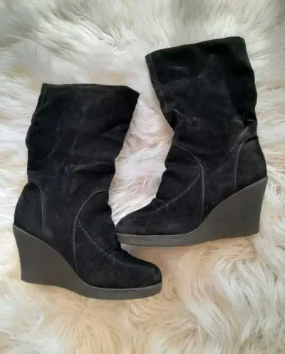 Botas negras de gamuza con cuña Andrea Rosetti - miniatura 5