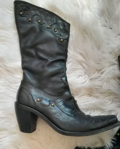 Botas negras con tacón medio Gino - miniatura 2