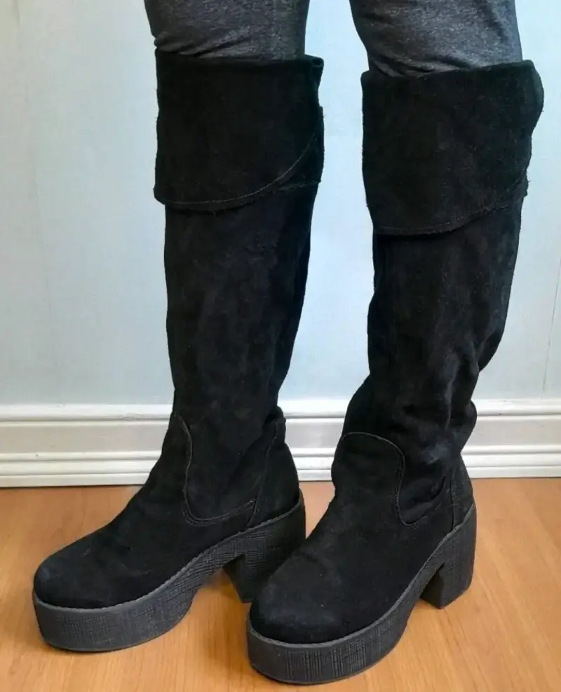 Botas negras altas de gamuza - 4