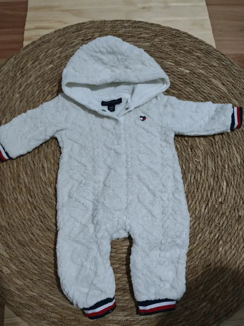 Enterito Tommy Hilfiger de bebé polar blanco - 1