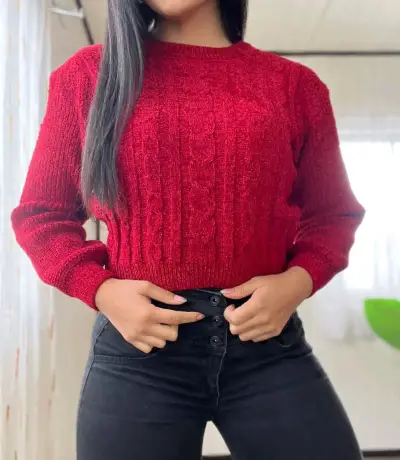Suéter rojo de lana - miniatura 1