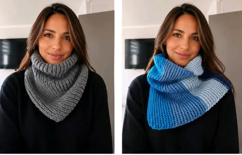 Cuellos de invierno tejidos Gris y Azul