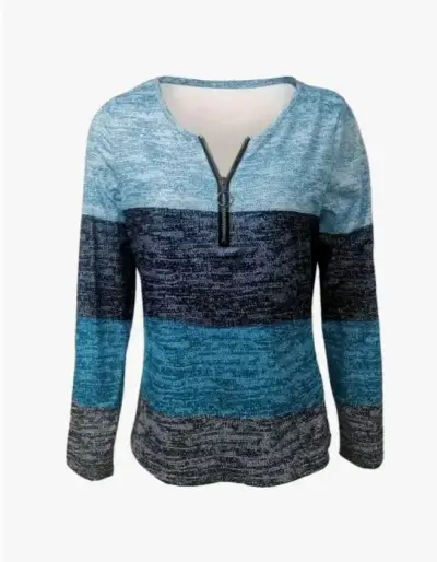 Polera manga larga de rayas azul - miniatura 2