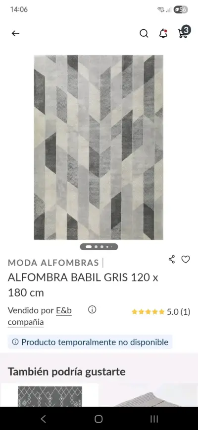 Alfombra Babil gris moderno - miniatura 1