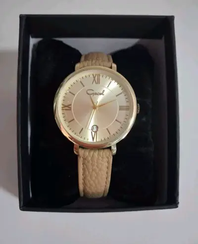Reloj dorado con correa de cuero gacel - miniatura 1