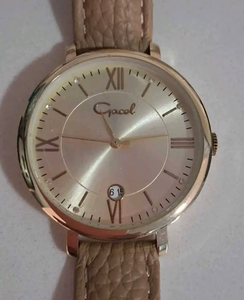 Reloj dorado con correa de cuero gacel - 3
