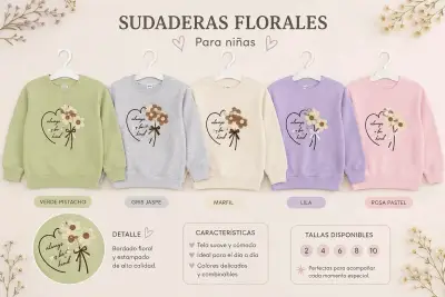 Sudadera floral para niñas - miniatura 1