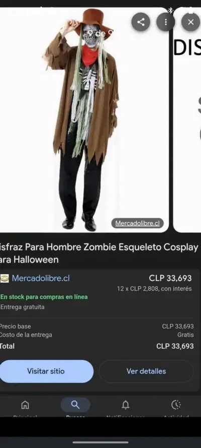 Disfraz Hombre Zombie Halloween - miniatura 1