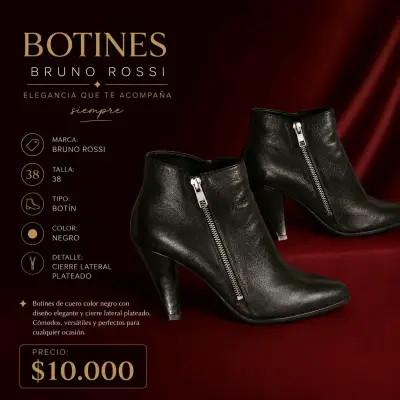Botines de cuero negro Bruno Rossi T38 - miniatura 1