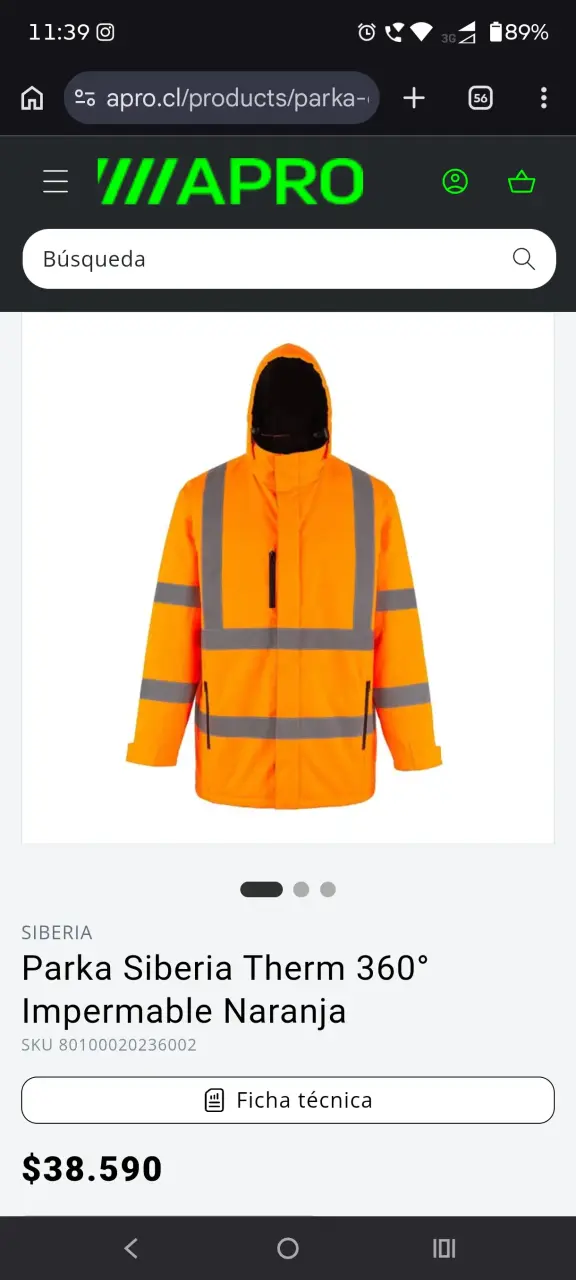 Parka Siberia Therm Naranja Impermeable