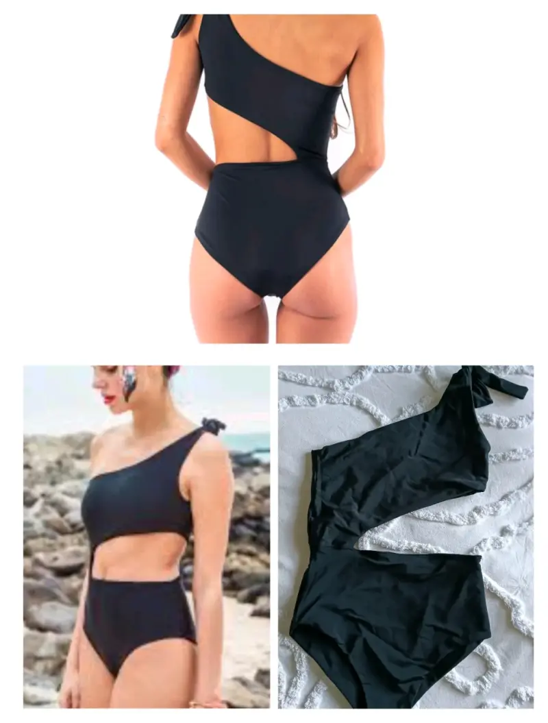 Traje de baño negro asimétrico - 1