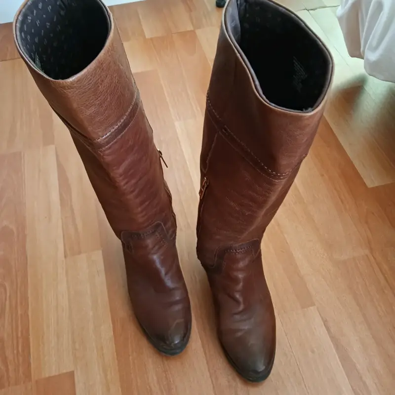 Botas largas de cuero marrón - 6