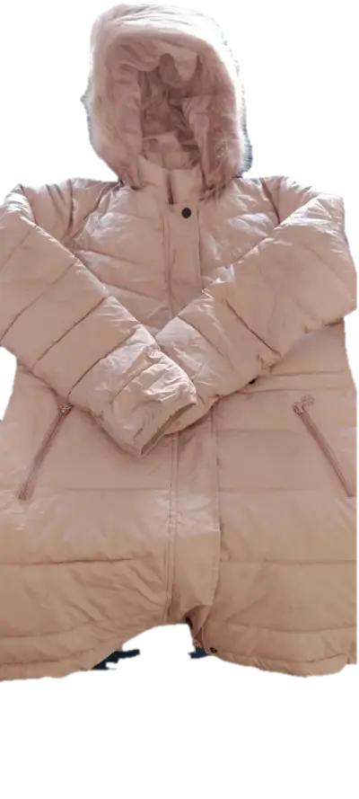 Parka beige con capucha peluda - miniatura 1