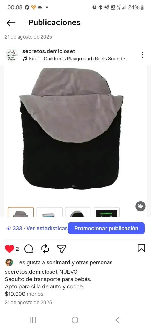Saquito transporte para bebé