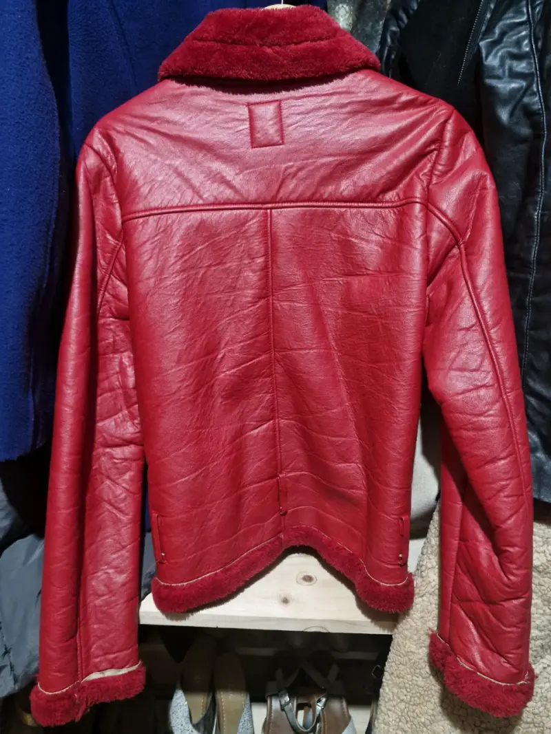 Chaqueta de cuero roja con forro - 2