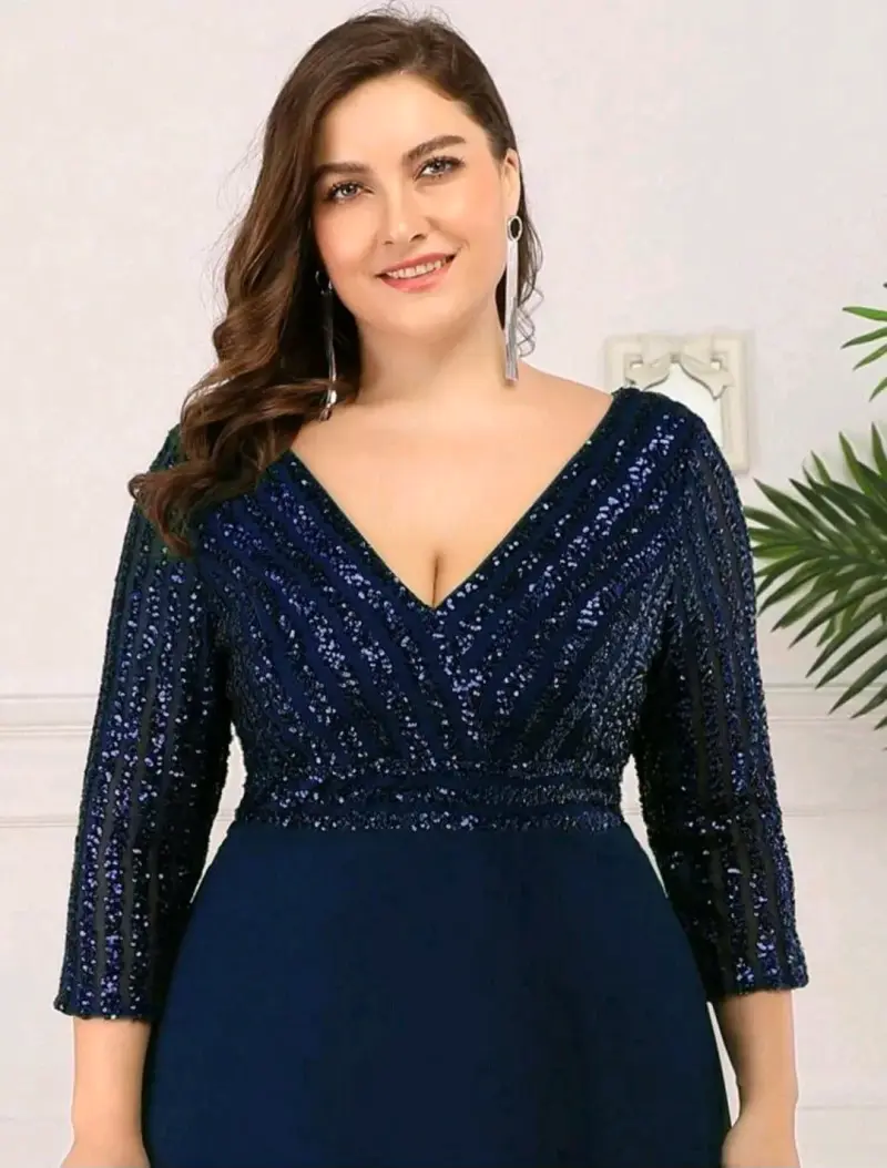 Vestido largo azul con lentejuelas - 2