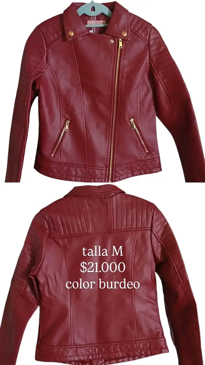 Chaqueta burdeos estilo biker