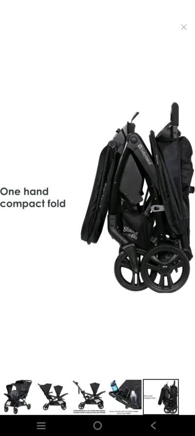 Coche para bebé plegable negro - miniatura 1