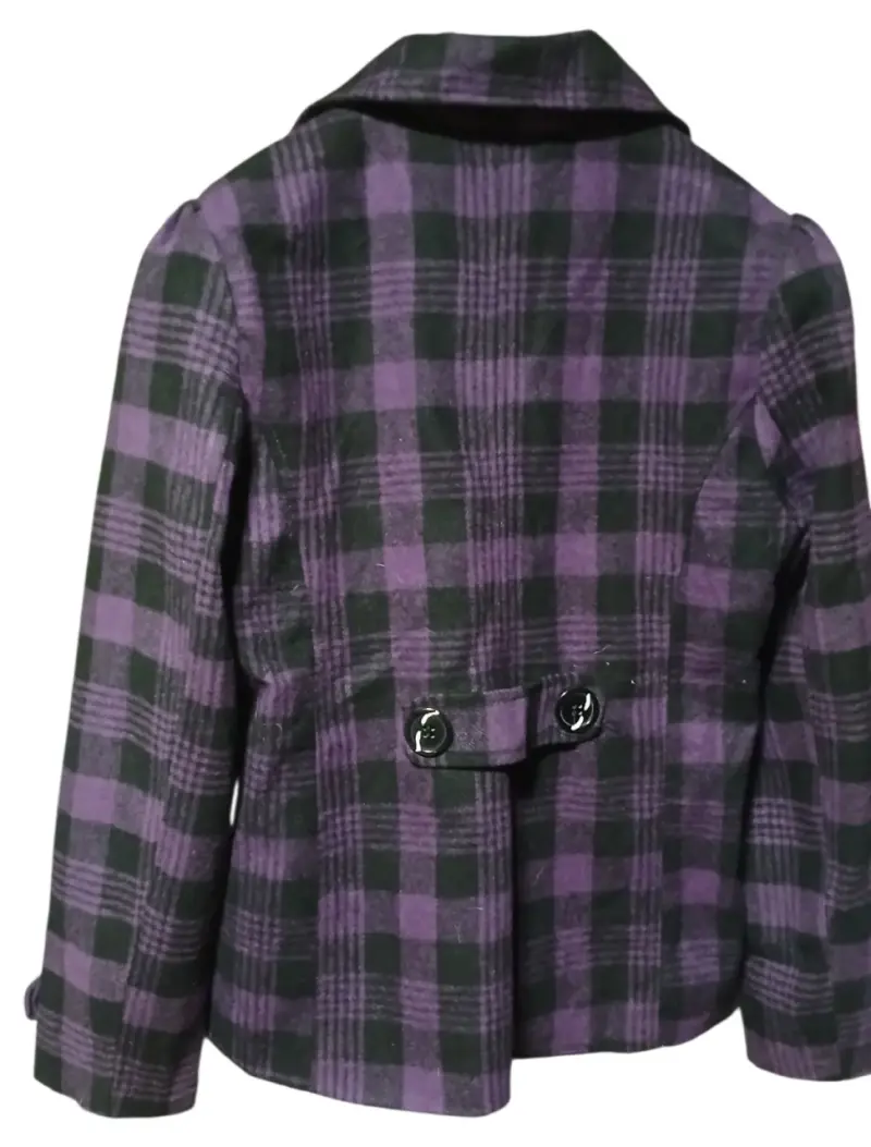 Abrigo cuadros morado y negro - 2