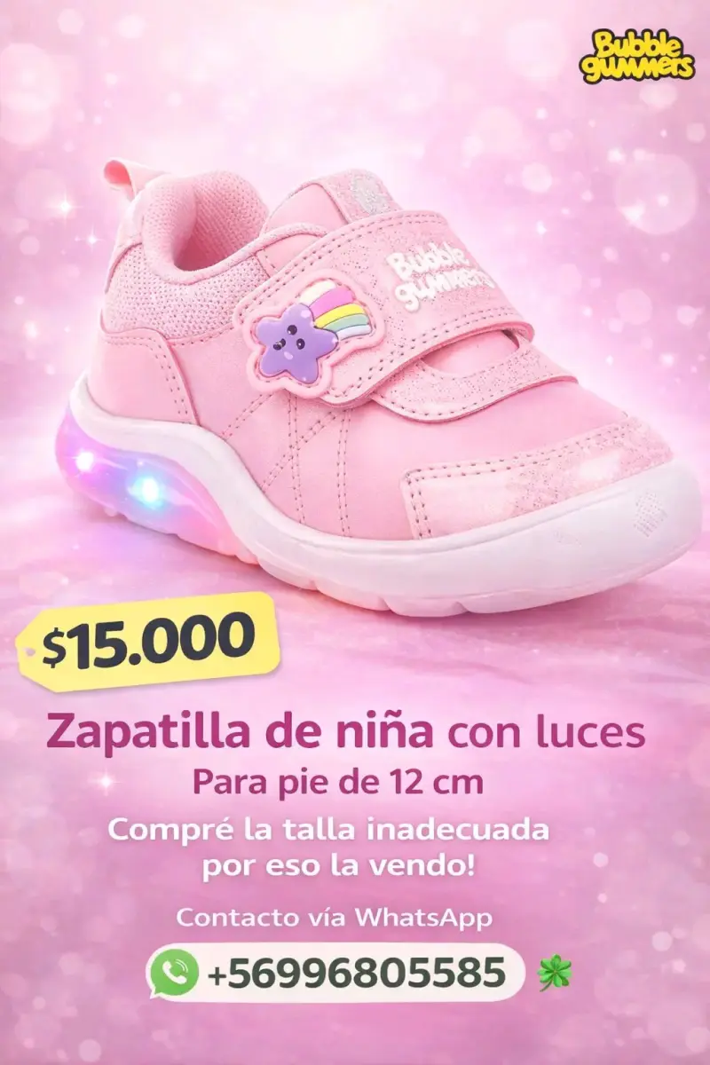 Zapatilla niña rosa con luces