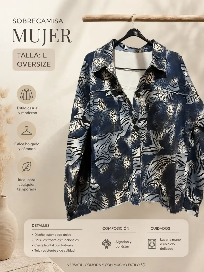 Sobrecamisa mujer estampada