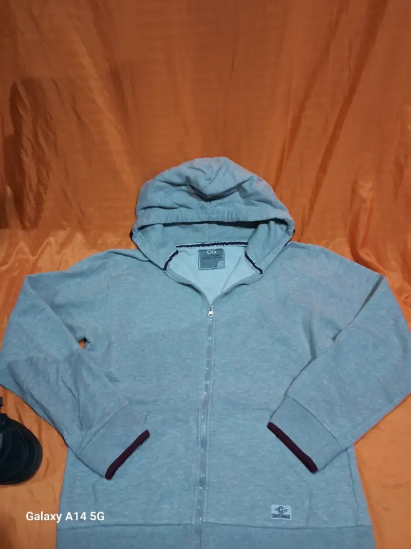 Polerón gris con capucha - 1