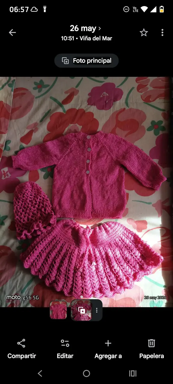 Conjunto tejido para bebé rosado - 2