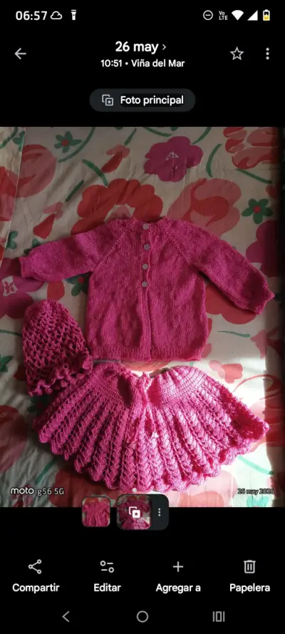 Conjunto tejido para bebé rosado - miniatura 2