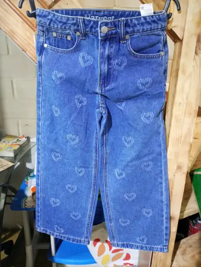 Pantalones de mezclilla con lazo niña - miniatura 2