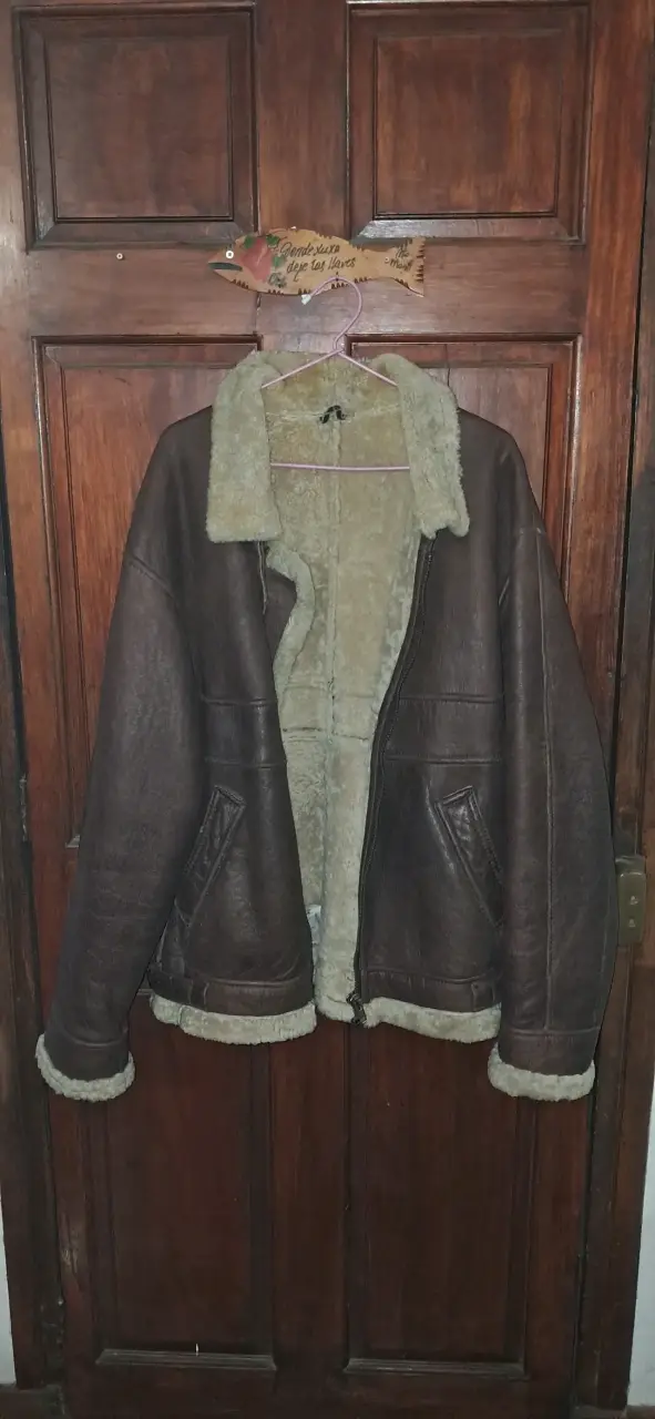 Chaqueta de cuero marrón con forro - 1
