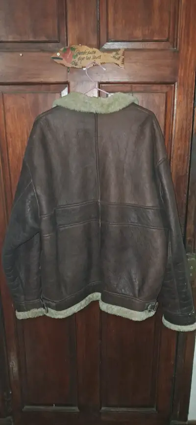 Chaqueta de cuero marrón con forro - miniatura 2