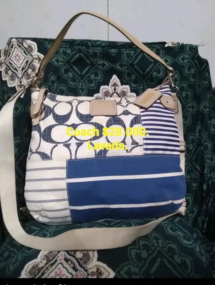 Bolso Coach azul y beige - 1