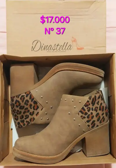 Botines de cuero con estampado animal - miniatura 1
