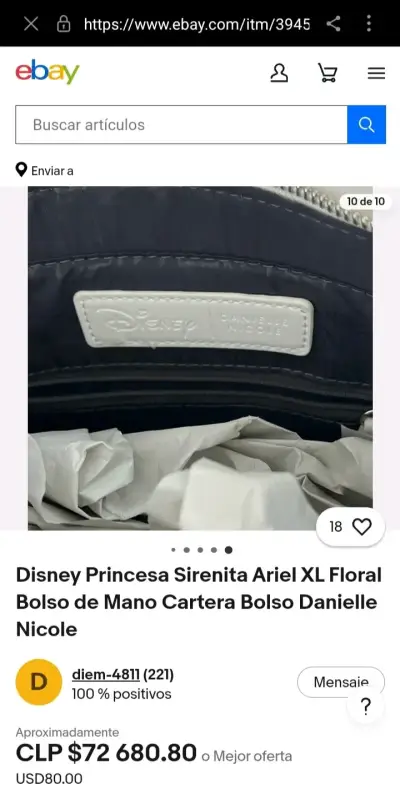 Cartera con diseño tropical,princesa sirenita Arie - miniatura 2