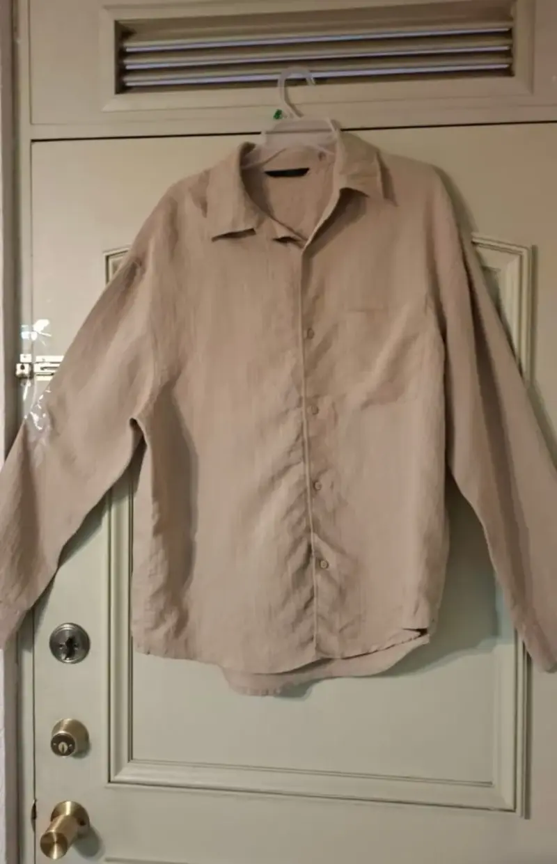 Camisa beige manga larga de lino